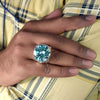 15.40 Ct Round Blue Moissanite Ring Festival Gift for Wife or Mom 18K Gold Plated V 18K Gold Plated