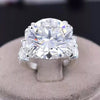 RARE 9.25 Ct Round Cut White Treated Moissanite Solitaire Ring in 18K Gold Plated V 18K Gold Plated