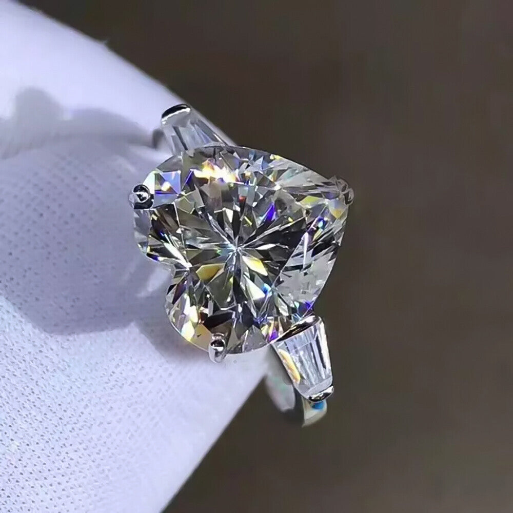 5.10 Ct Heart Cut Off White Treated Moissanite Solitaire Ring in 18K Gold Plated Ve 18K Gold Plated