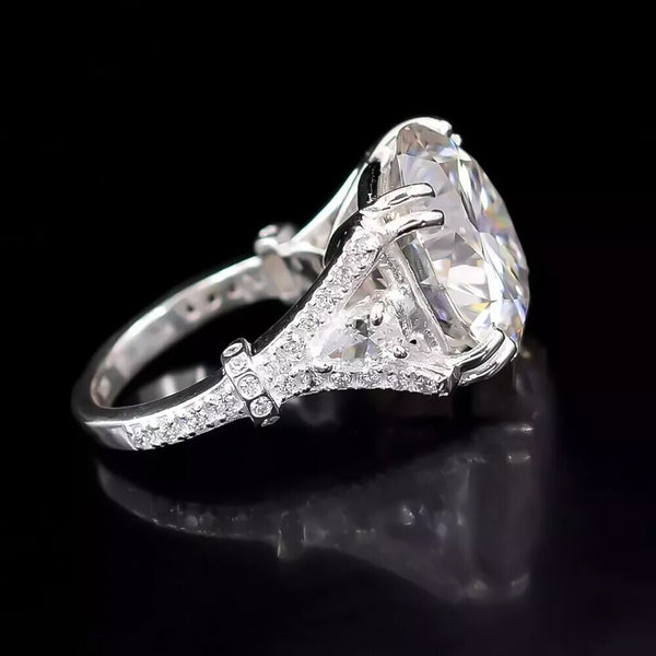 RARE 9.25 Ct Round Cut White Treated Moissanite Solitaire Ring in 18K Gold Plated V 18K Gold Plated