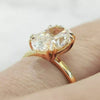 5.05 Ct Oval Cut Off White Treated Moissanite Ring in – Certified 18K Gold Plated V 18K Gold Plated