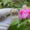 RARE 22.60 Ct Emerald Cut Off White Treated Moissanite Ring in WOW 18K Gold Plated 18K Gold Plated