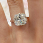 3.25 Ct Radiant Cut Off White Treated Moissanite Ring in Certified 18K Gold Plated 18K Gold Plated