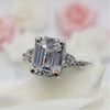 RARE 5.50 Ct Emerald Cut Off White Treated Moissanite Ring in Cert 18K Gold Plated 18K Gold Plated
