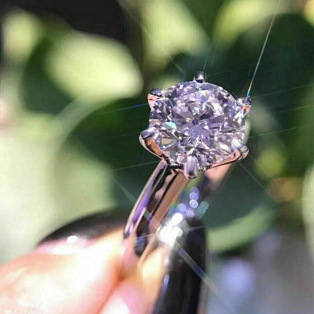 2.70 Ct Round Cut White Treated Moissanite Solitaire Ring in Cert 18K Gold Plated V 18K Gold Plated