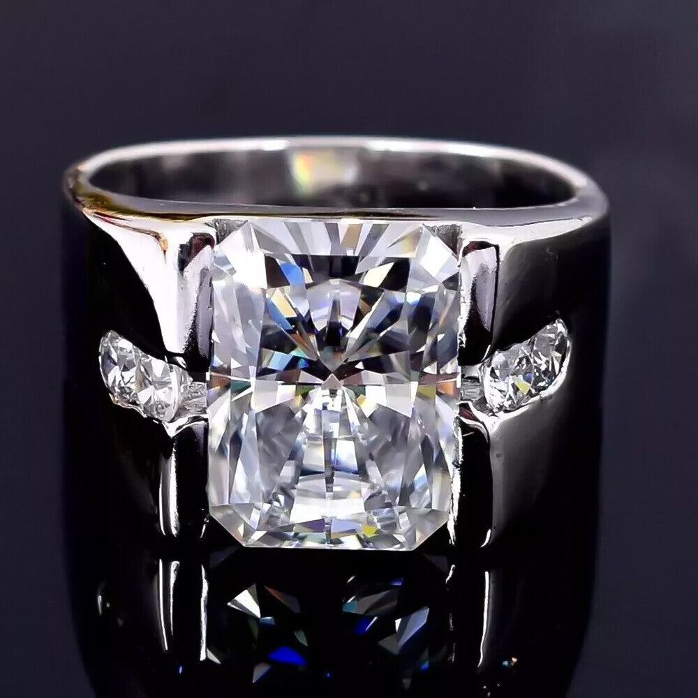 4.00 Ct Radiant Cut White Treated Moissanite Solitaire Ring in Cert 18K Gold Plated