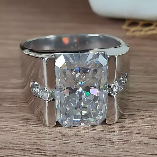 4.00 Ct Radiant Cut White Treated Moissanite Solitaire Ring in Cert 18K Gold Plated