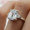 RARE 5.50 Ct Emerald Cut Off White Treated Moissanite Ring in Cert 18K Gold Plated 18K Gold Plated