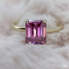 RARE 3.45 Ct Emerald Cut Pink Moissanite Solitaire Ring in Certified 18K Gold Plate 18K Gold Plated