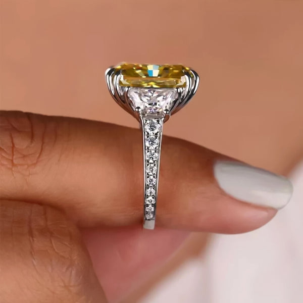 8.00 Ct Champagne Treated Moissanite Solitaire Ring in – Certified 18K Gold Plated 18K Gold Plated