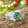 2.20 Ct Emerald Cut Blue Treated Moissanite Ring in – Certified Gem 18K Gold Plated