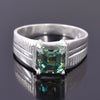 2.20 Ct Emerald Cut Blue Treated Moissanite Ring in – Certified Gem 18K Gold Plated