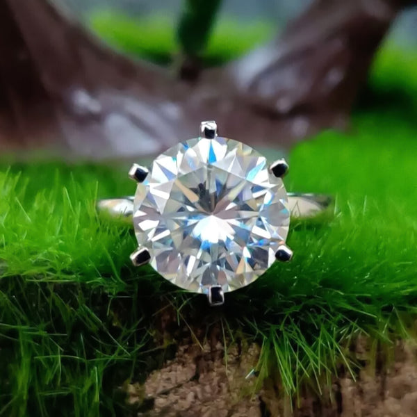 3.70 Ct Round Cut Off White Treated Moissanite Ring in – Certified 18K Gold Plated 18K Gold Plated