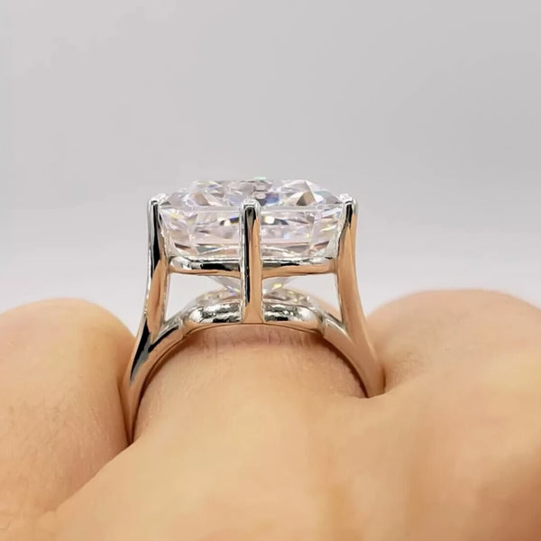 4.50 Ct Radiant Cut White Treated Moissanite Solitaire Ring in WOW 18K Gold Plated 18K Gold Plated