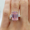 RARE 5.60 Ct Emerald Cut Pink Treated Moissanite Solitaire Ring in 18K Gold Plated 18K Gold Plated