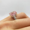 RARE 5.60 Ct Emerald Cut Pink Treated Moissanite Solitaire Ring in 18K Gold Plated 18K Gold Plated