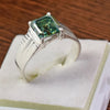 2.20 Ct Emerald Cut Blue Treated Moissanite Ring in – Certified Gem 18K Gold Plated