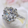 RARE 24.30 Ct Radiant Cut Off White Treated Moissanite Ring in Cert 18K Gold Plated