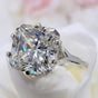RARE 24.30 Ct Radiant Cut Off White Treated Moissanite Ring in Cert 18K Gold Plated