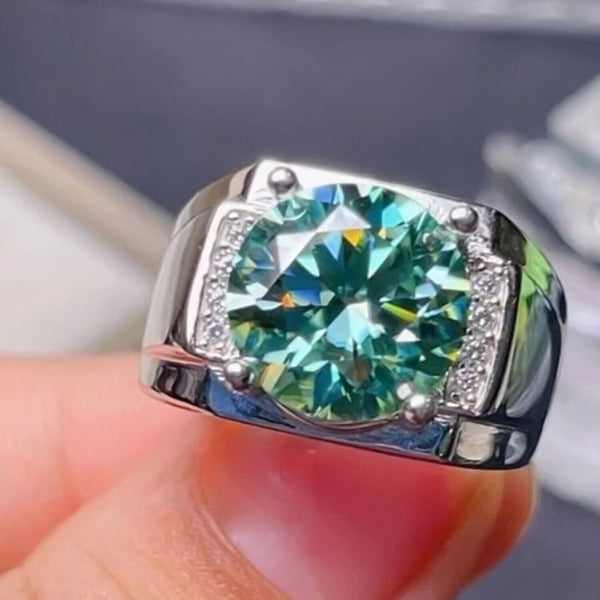 RARE 6.30 Ct Round Cut Blue Treated Moissanite Solitaire Ring in 18K Gold Plated Ve 18K Gold Plated