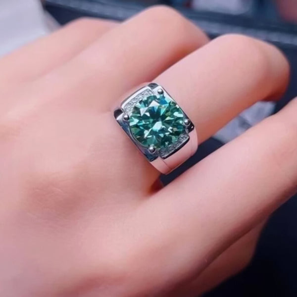 RARE 6.30 Ct Round Cut Blue Treated Moissanite Solitaire Ring in 18K Gold Plated Ve 18K Gold Plated
