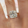 RARE 24.30 Ct Radiant Cut Off White Treated Moissanite Ring in Cert 18K Gold Plated
