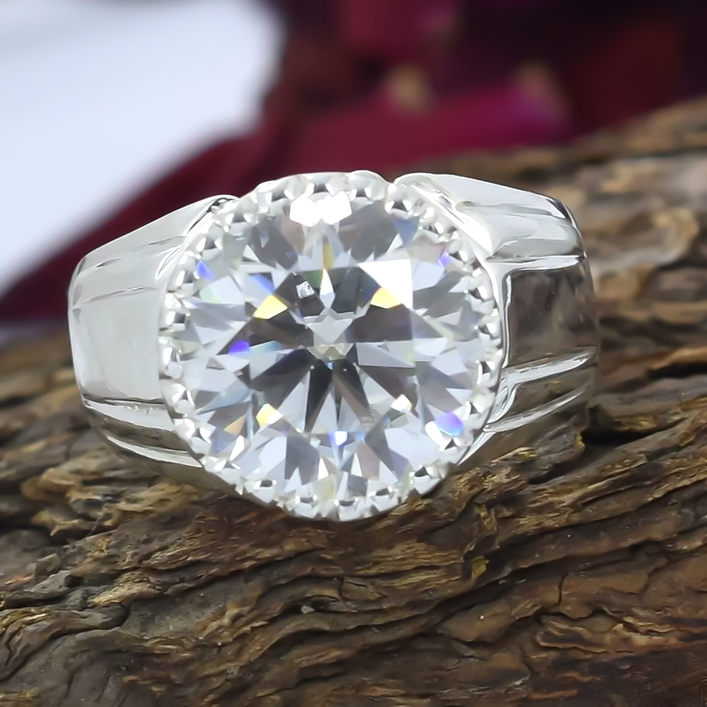 RARE 18.20 Ct Off White Treated Moissanite Solitaire Ring in – Gift 18K Gold Plated