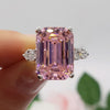 RARE 5.60 Ct Emerald Cut Pink Treated Moissanite Solitaire Ring in 18K Gold Plated 18K Gold Plated