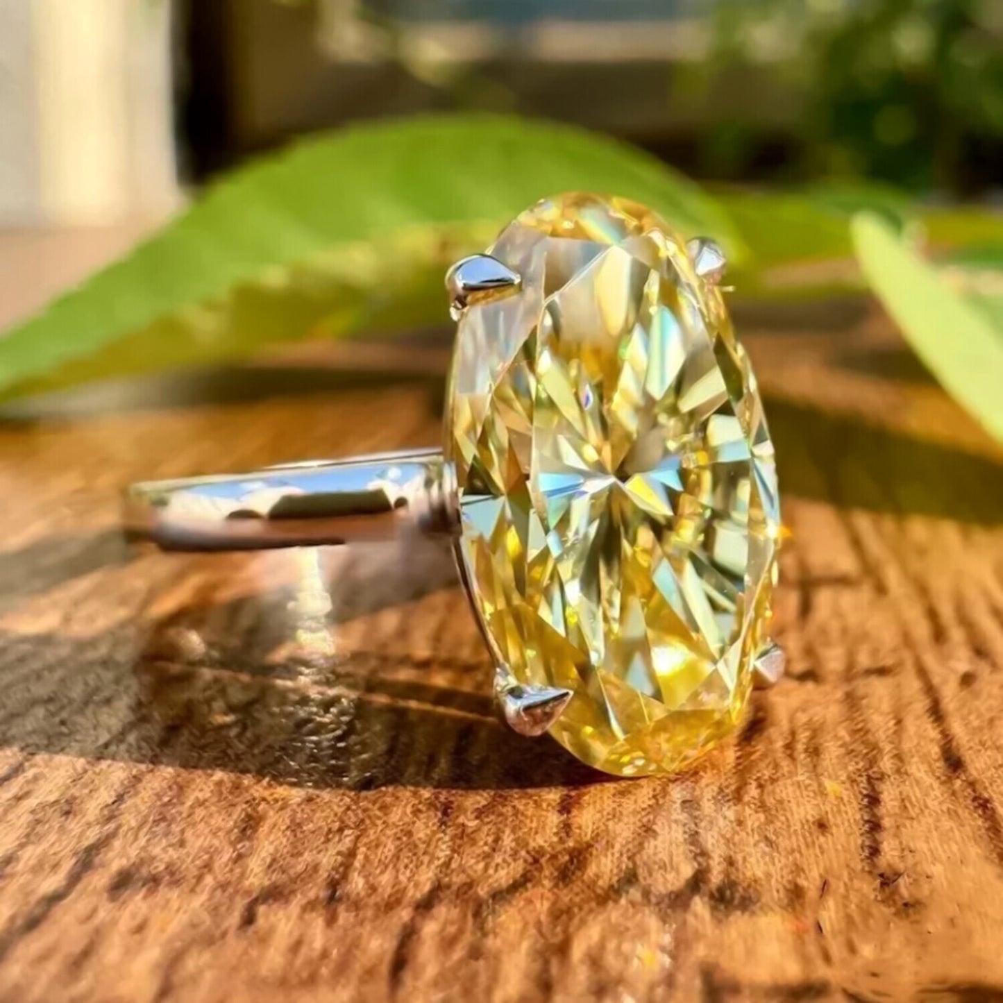 RARE 9.25 Ct Champagne Treated Moissanite Solitaire Ring in Cert 18K Gold Plated Ve 18K Gold Plated