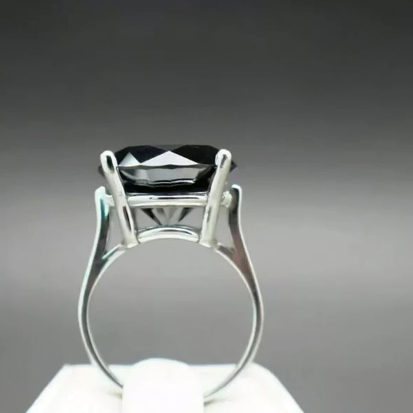 35.90 Ct Black Treated Moissanite Ring in White Gold Finish Cert 18K Gold Plated Ve 18K Gold Plated