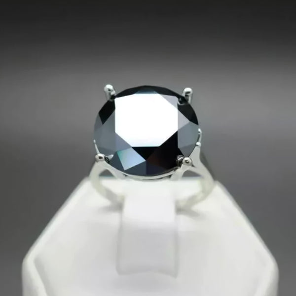 35.90 Ct Black Treated Moissanite Ring in White Gold Finish Cert 18K Gold Plated Ve 18K Gold Plated