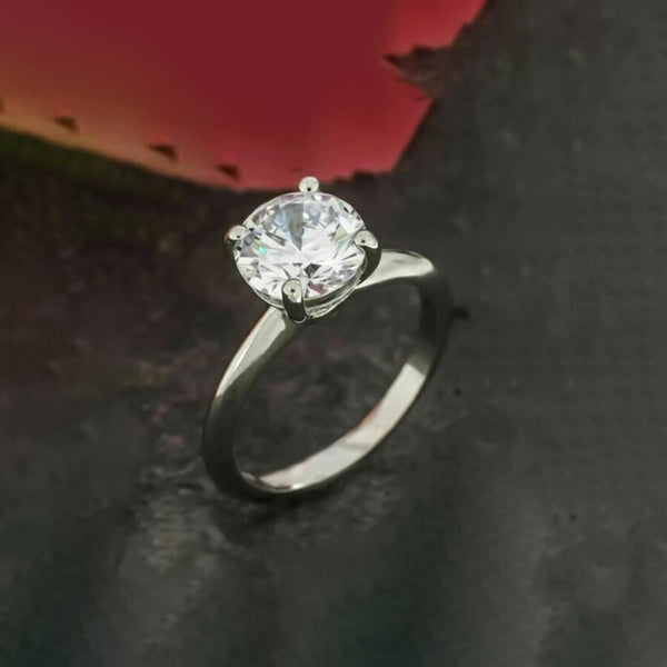 2.65 Ct Off White Treated Moissanite Solitaire Ring in – Amazing Gem 18K Gold Plate 18K Gold Plated