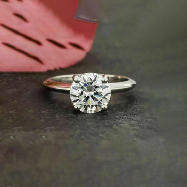 2.65 Ct Off White Treated Moissanite Solitaire Ring in – Amazing Gem 18K Gold Plate 18K Gold Plated