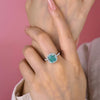 5.90 Ct Cushion Cut Blue Treated Moissanite Solitaire Ring in WOW 18K Gold Plated V 18K Gold Plated