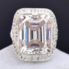 15.20 Ct Emerald Off White Moissanite Ring in Rings 18K Gold Plated