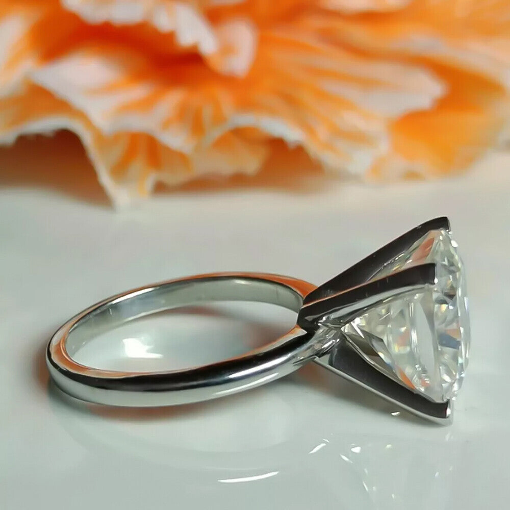 2.60 Ct Cushion Cut Off White Moissanite Solitaire Ring in – Rare 18K Gold Plated V 18K Gold Plated