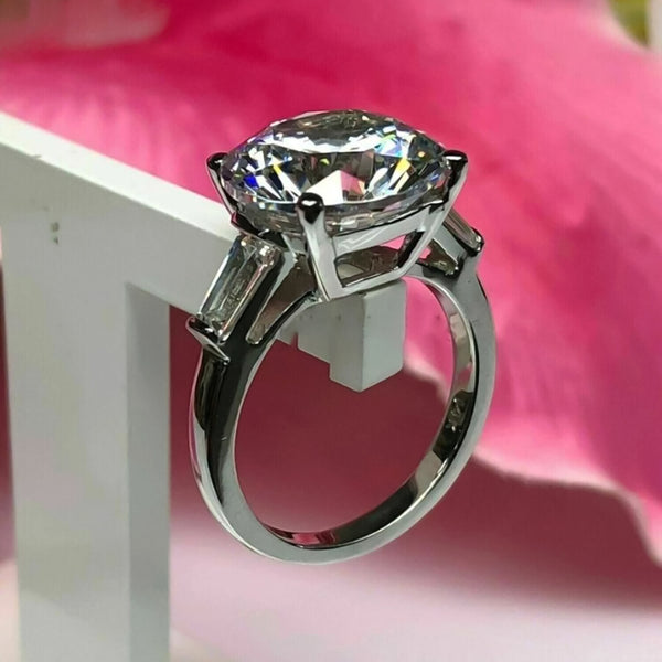 3.50 Ct Round Cut Treated Moissanite Engagement Ring in Certified 18K Gold Plated V 18K Gold Plated