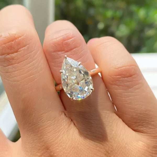 RARE 10.50 Ct Off White Treated Moissanite Solitaire Ring in Gift 18K Gold Plated V 18K Gold Plated