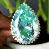 HUGE 48 Ct Pear Cut Blue Treated Moissanite Ring in – Statement Gift 18K Gold Plate 18K Gold Plated