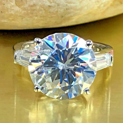 3.50 Ct Round Cut Treated Moissanite Engagement Ring in Certified 18K Gold Plated V 18K Gold Plated
