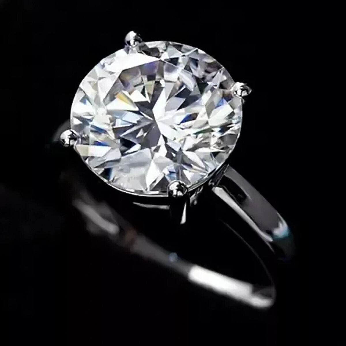 4.55 Ct Round Cut Off White Moissanite Solitaire Ring in – Certified 18K Gold Plate 18K Gold Plated