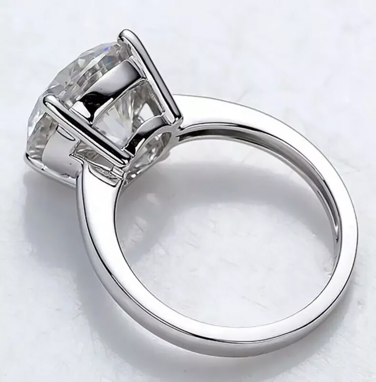 4.55 Ct Round Cut Off White Moissanite Solitaire Ring in – Certified 18K Gold Plate 18K Gold Plated