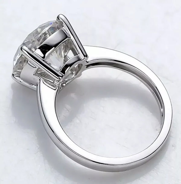 4.55 Ct Round Cut Off White Moissanite Solitaire Ring in – Certified 18K Gold Plate 18K Gold Plated