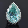 HUGE 48 Ct Pear Cut Blue Treated Moissanite Ring in – Statement Gift 18K Gold Plate 18K Gold Plated