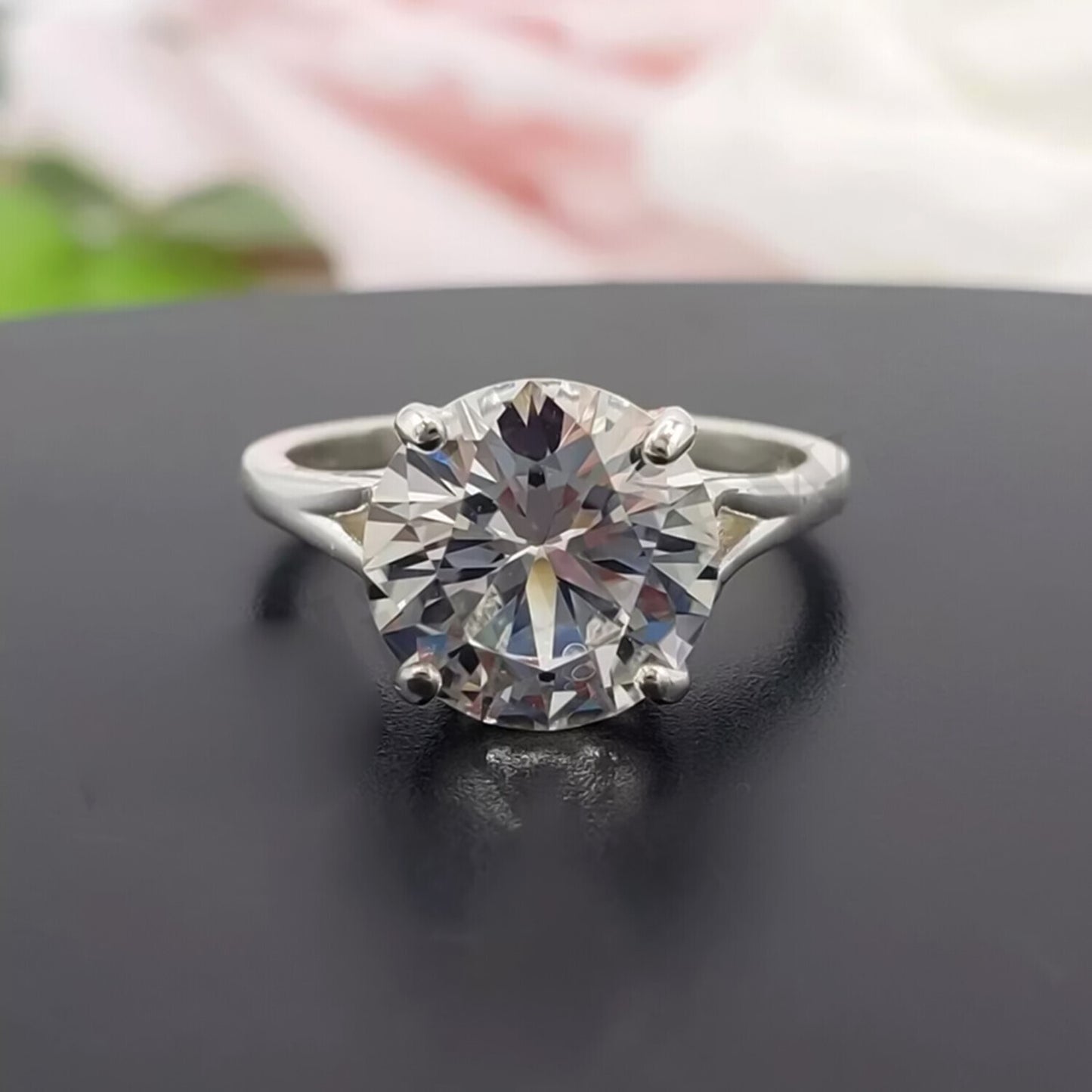 3.25 Ct Round Off White Moissanite Solitaire Ring in – Elegant Gift 18K Gold Plated