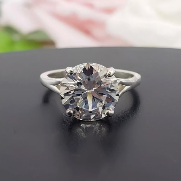 3.25 Ct Round Off White Moissanite Solitaire Ring in – Elegant Gift 18K Gold Plated