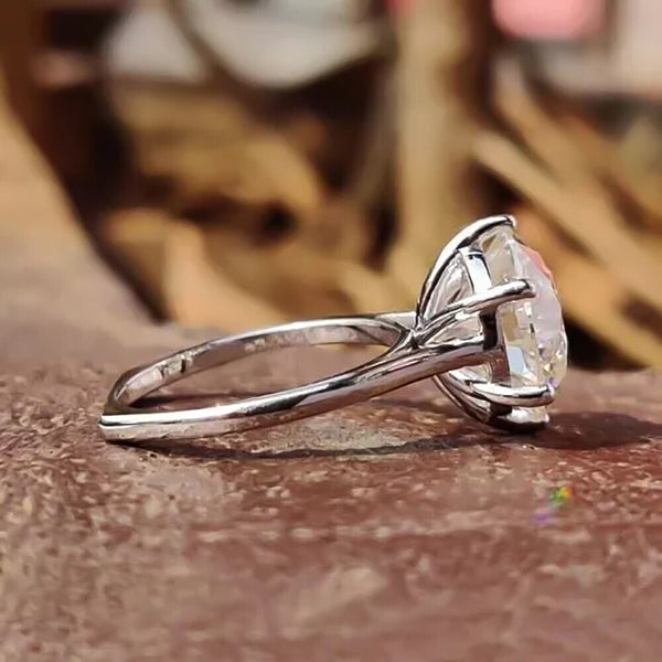 RARE 5.50 Ct Off White Treated Round Moissanite Ring in Certified 18K Gold Plated V 18K Gold Plated