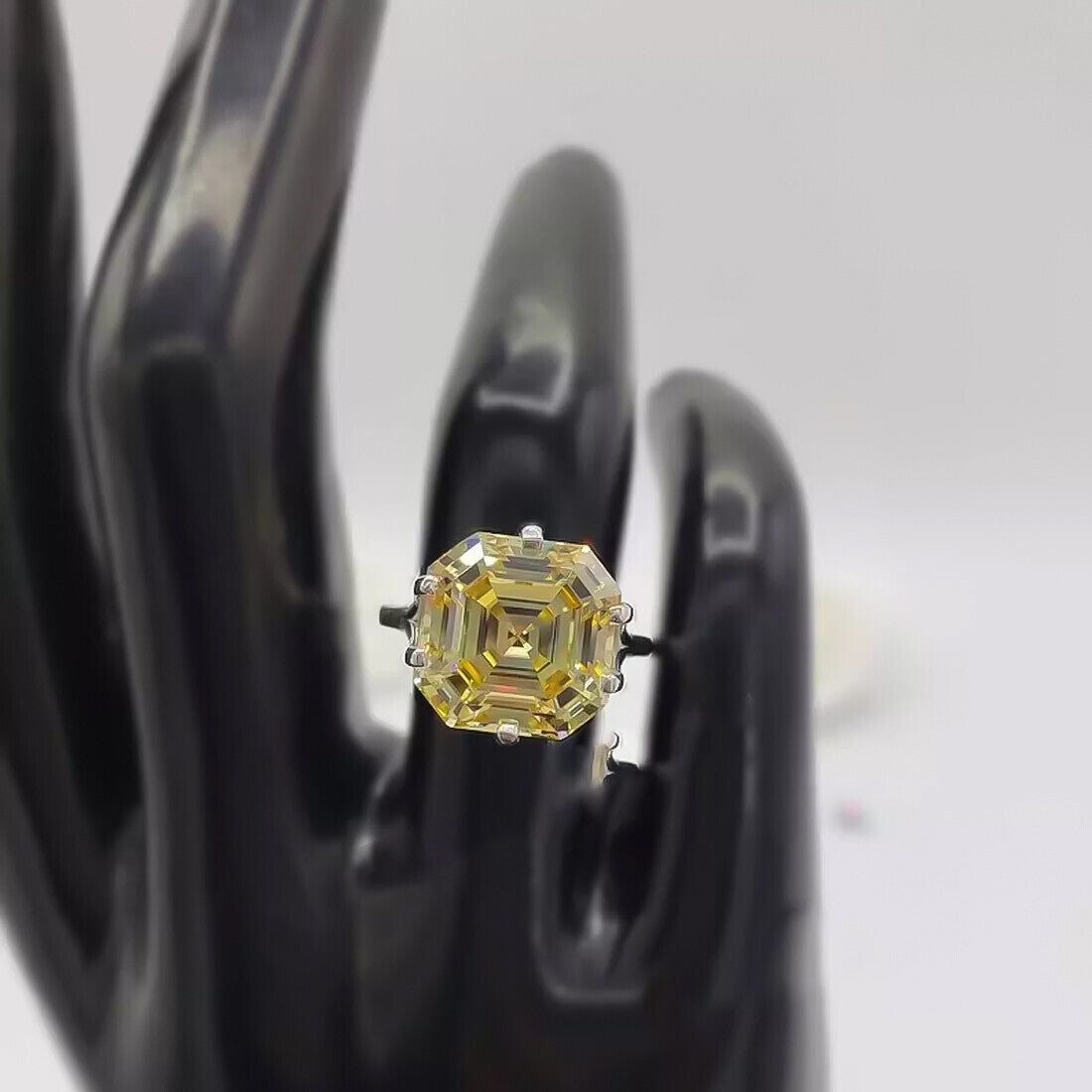 RARE 20 Ct Champagne Treated Moissanite Ring in Certified 18K Gold Plated