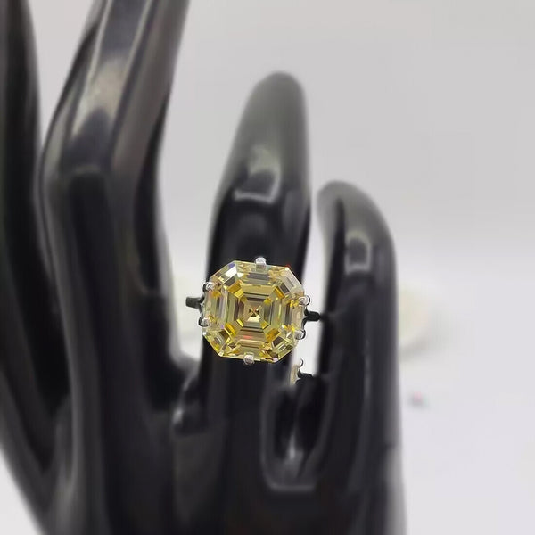 RARE 20 Ct Champagne Treated Moissanite Ring in Certified 18K Gold Plated