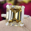8.50 Ct Emerald Champagne Treated Moissanite Ring in – Certified 18K Gold Plated Ve 18K Gold Plated
